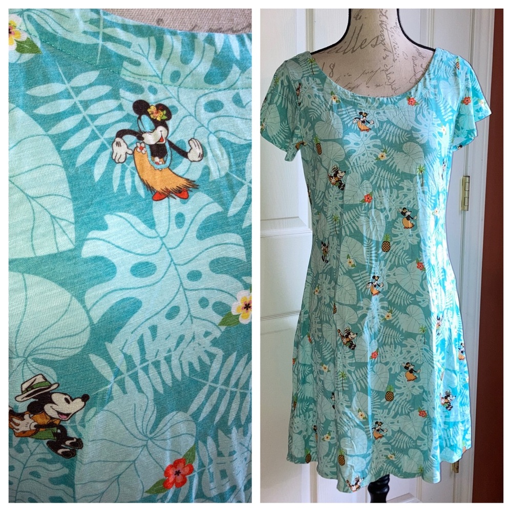 Disney Parks Tommy Bahama Mickey Minnie Hawaiian Hula Tropical Cotton Dress XS